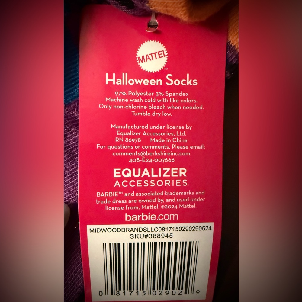 CLEARANCE Barbie Fun Purple and Orange Socks - Picture 5 of 5